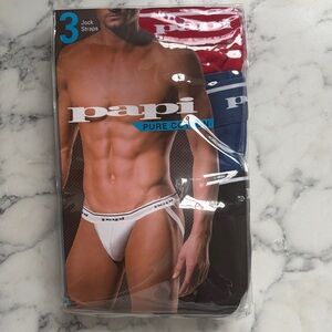 Papi pure cotton Jock Strap 3-Pack - Red, Blue, White